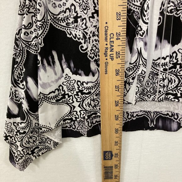 New World Unity size XL Black White Embellished Split Neck Boho Festival Top - Picture 5 of 9